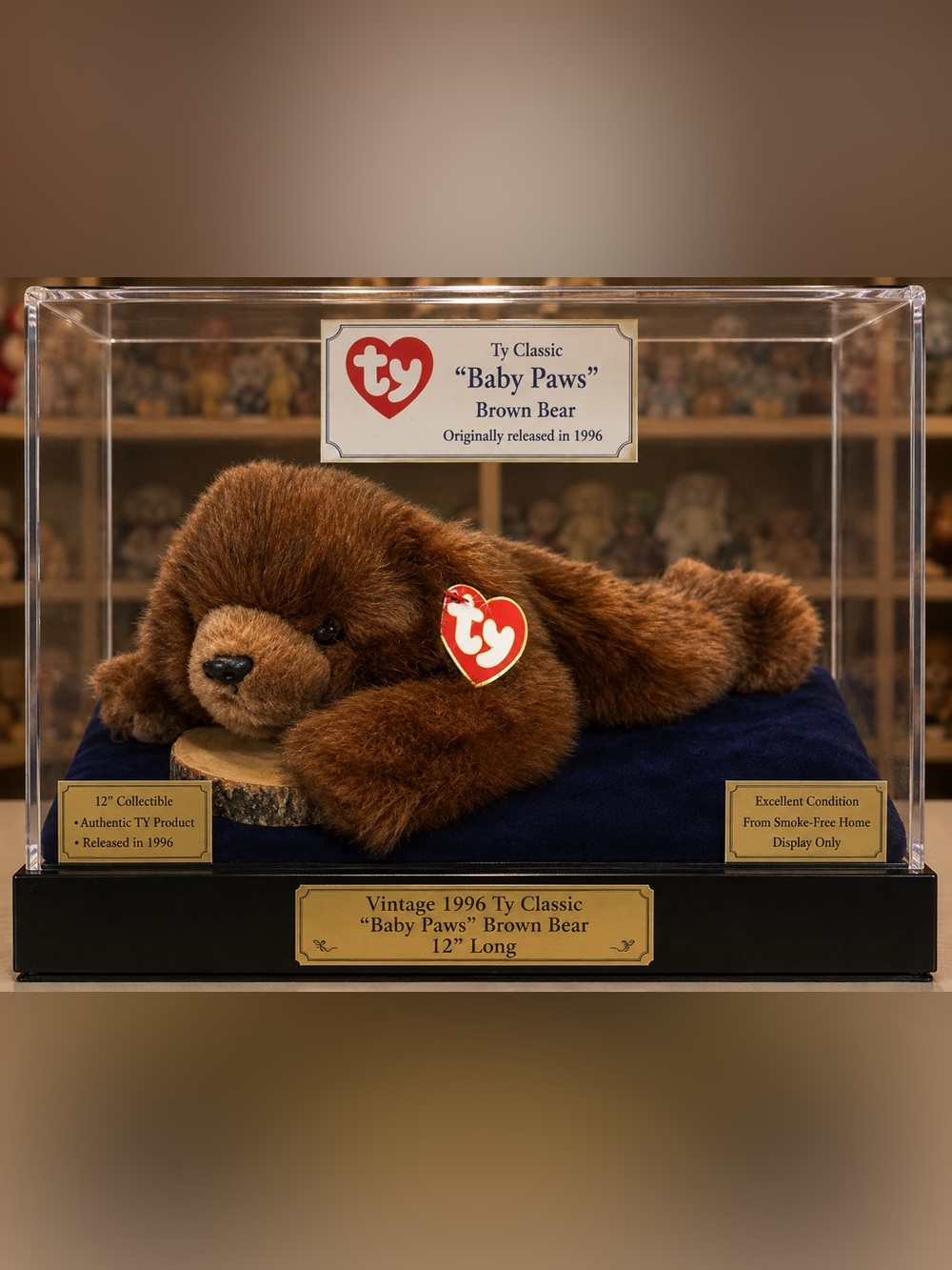 Ty Brown Baby Paws Plush Bear with Red Heart Tag